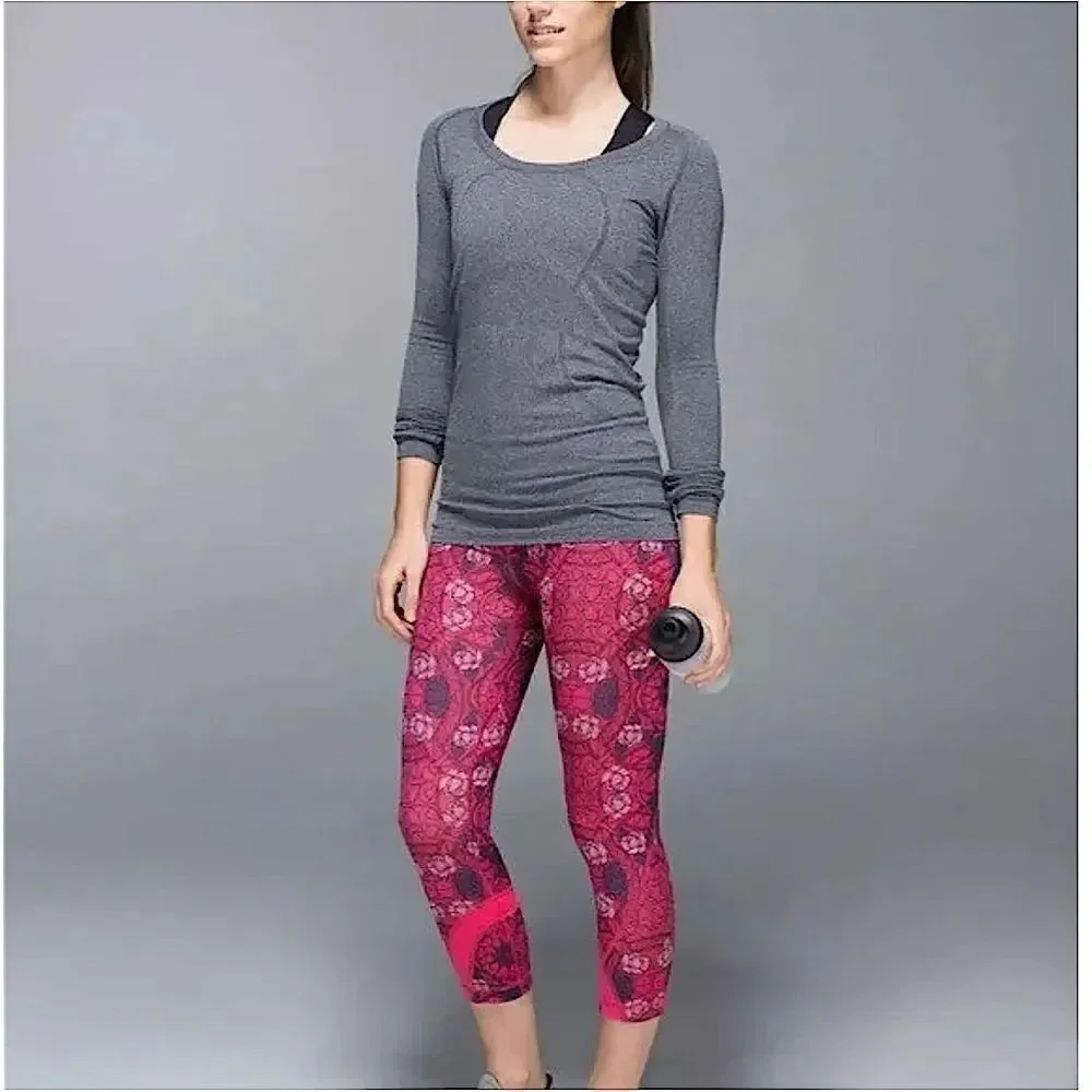 Lululemon Inspire Crop I All Full-On Lux 4 Pink Rose Floral Leggings!